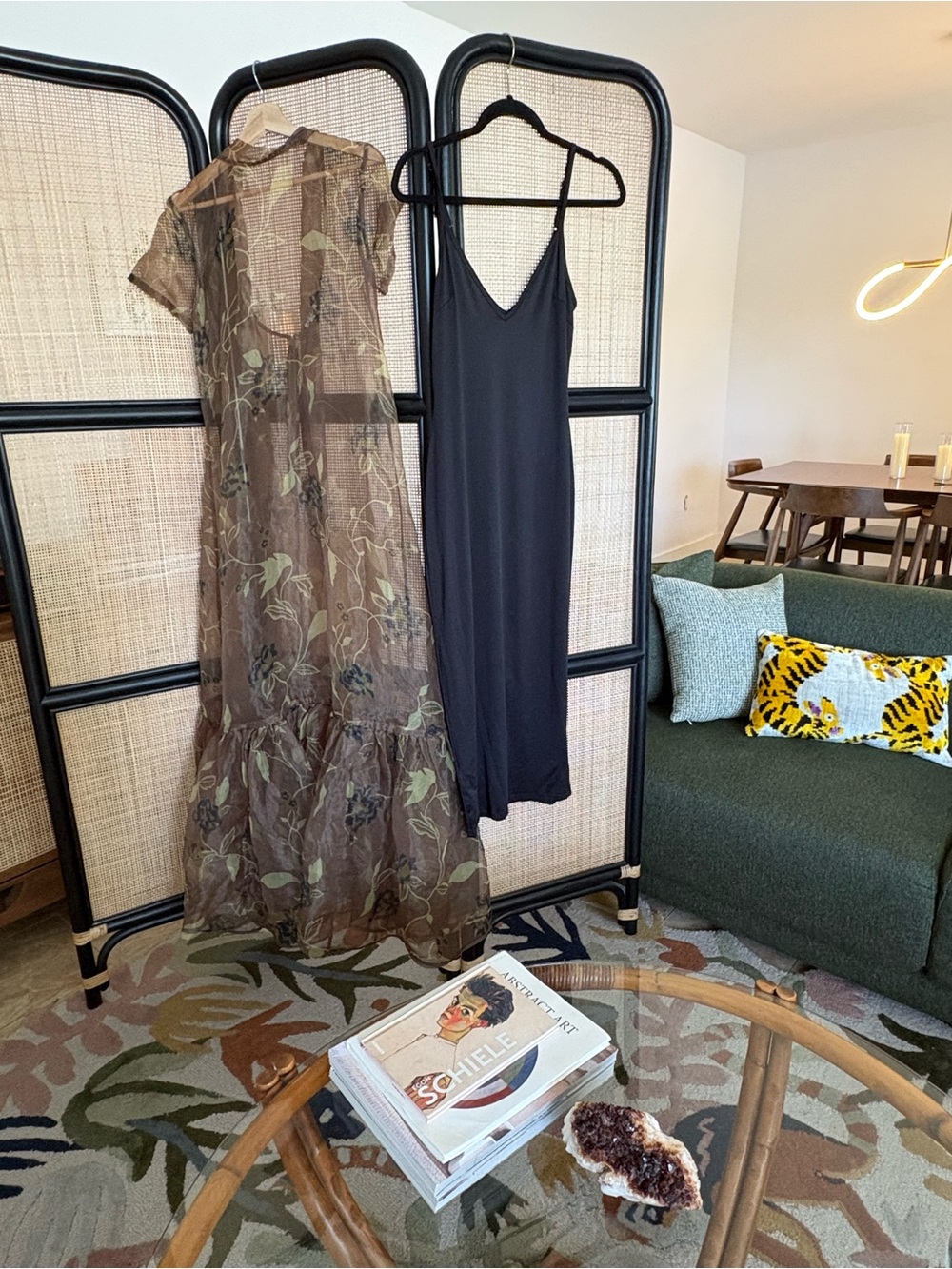 STAUD Calluna Dress Brown Floral Sheer Maxi Dress with Floral Accents - Picture 8 of 9